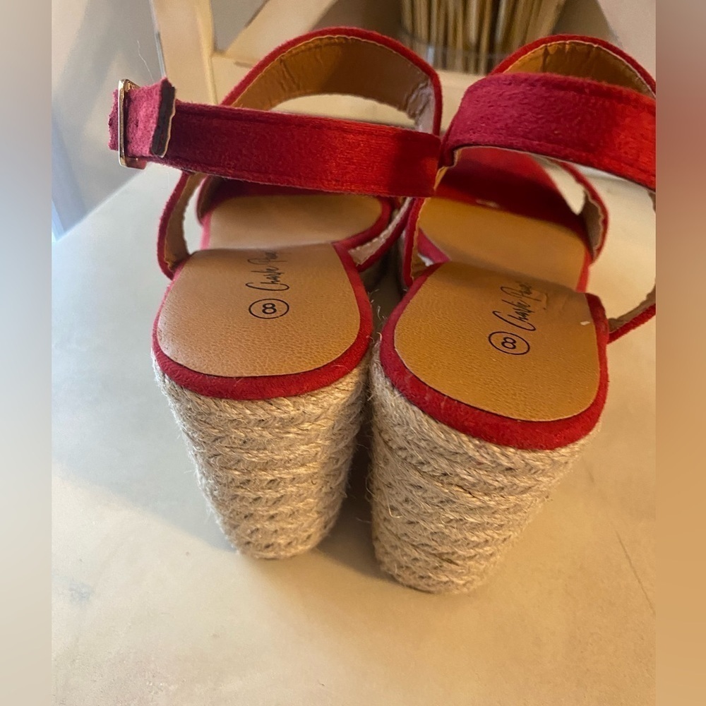 Charlie Paige Summer Strap Red Sandals Espadrilles size 8 - Picture 4 of 9